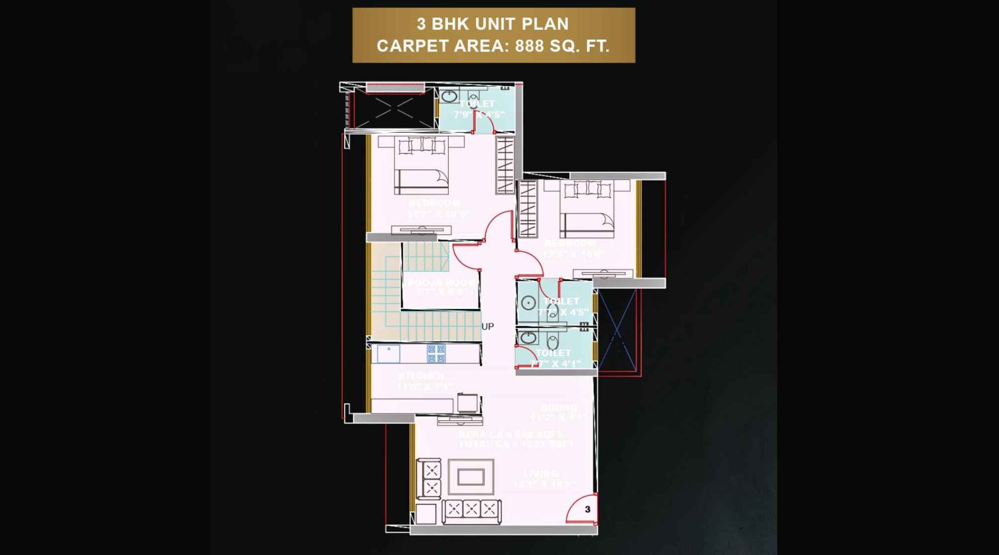 The-Gateway-Floor-Plan-3-BHK-888-Sqft