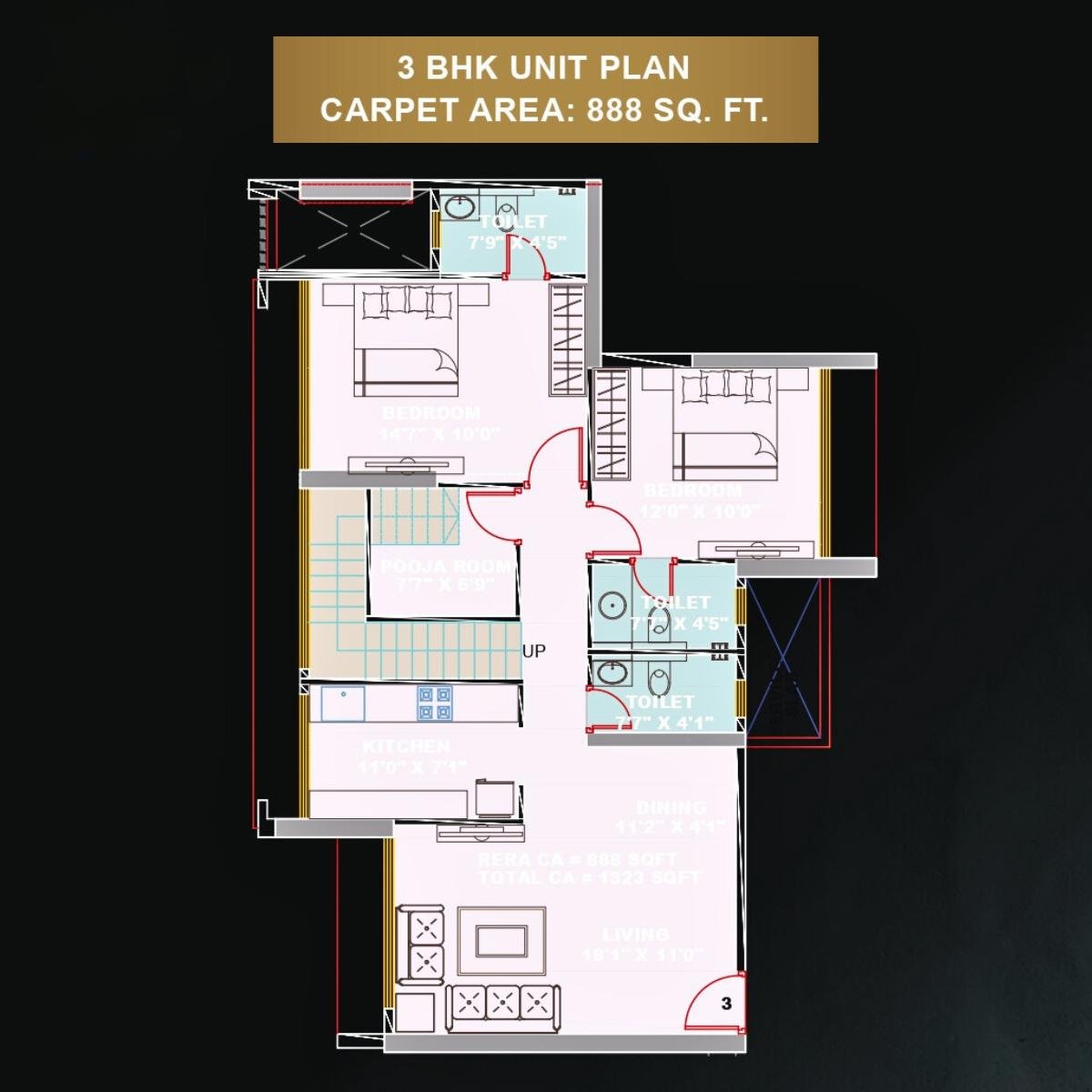 The-Gateway-Floor-Plan-3-BHK-888-Sqft